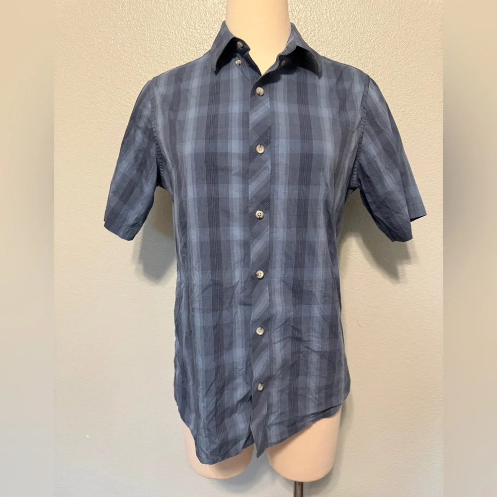 Travis Mathew Navy Checkered Button‎ Down Shirt